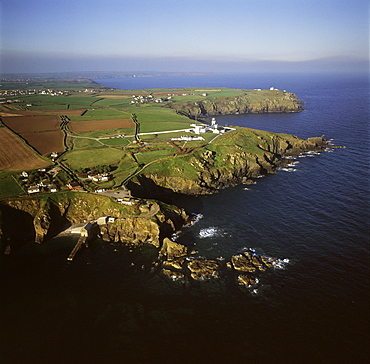 Aerial image of Polpeor Cove, Lizard Point, most southerly tip of Great Britain, Cornwall, England, United Kingdom, Europe