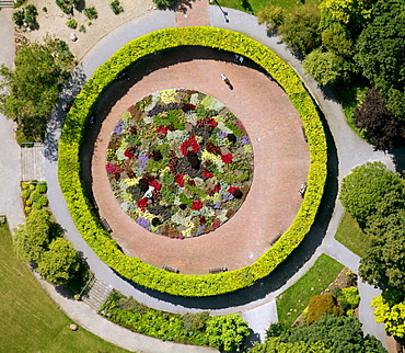 Aerial view, Grugabad swimming pool, rose bed, Essen, Ruhr area, North Rhine-Westphalia, Germany, Europe