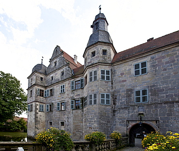 Wasserschloss Mitwitz moated castle, Landkreis Kronach district, Upper Franconia, Bavaria, Germany, Europe