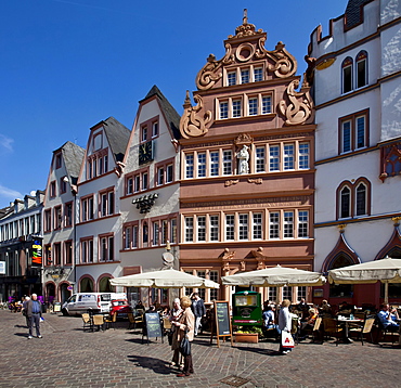 Rotes Haus, Red House on Hauptmarkt square, Trier, Rhineland-Palatinate, Germany, Europe