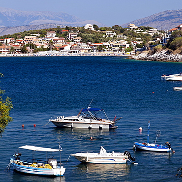 View towards Kassiopi, north east Corfu, Corfu Island, Ionian Islands, Greece, Southern Europe, Europe