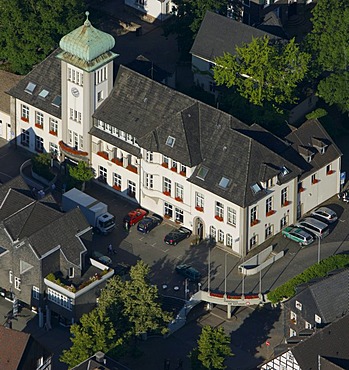 Aerial view, town hall, Herdecke, Ruhrgebiet area, North Rhine-Westphalia, Germany, Europe