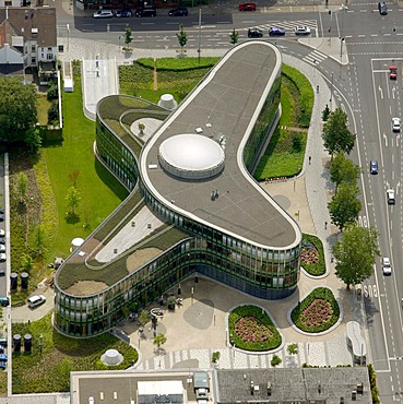 Aerial view, Sparkasse savings bank, headquarters, Oberhausen, Ruhrgebiet region, North Rhine-Westphalia, Germany, Europe