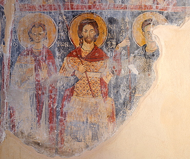 Frescoes of soldier saints in the church Agia Georgios Vardas, 1290, Rhodes, Greece, Europe