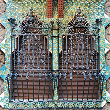 Detail of the Casa Vicens, Unesco World Heritage Site, Antonio Gaudi architect, Gracia District, Barcelona, Catalonia, Spain