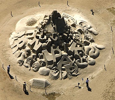 Aerial view, sand sculptures, Heven, Witten, Ruhr Area, North Rhine-Westphalia, Germany, Europe