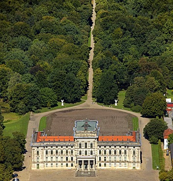 Areal view, baroque castle Ludwigslust, Ludwigslust, Mecklenburg-Western Pomerania, Germany, Europe