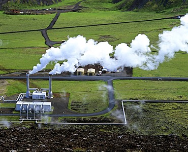 Geothermal power plant, Nesjavellir, aerial picture, Iceland