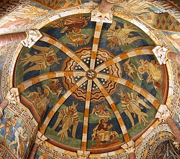 Cupola with gotic frescos in the charnel house in Hartberg Styria Austria