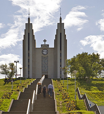 Ice Cathedral, built in 1940 and designed by Icelandic architect Guï£¿jon Samuelsson, Akureyri, northern Iceland, Iceland, Atlantic Ocean