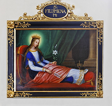 Painting of St. Philomena at the church in Neuhaus, Triestingtal (Triesting Valley), Lower Austria, Austria, Europe