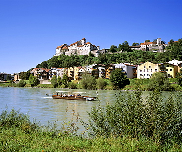 Old town with castle, Burghausen an der Salzach, Altoetting district, Upper Bavaria, Germany