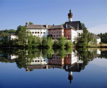 Hoeglwoerth monastery, St Peter and Paul, Augustinian monastery near Anger, Rupertiwinkel, Upper Bavaria, Germany