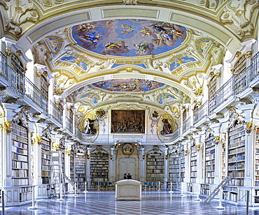 Ceiling frescoes in the largest monastic library (1766) in the world at Admont Abbey, Benedictine monastery in Liexen, Styria, Austria, Europe