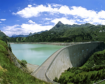 Kops Reservoir, Zeinisjoch Pass, Silvretta Group and Verwall Group in background, Vorarlberg, Austria, Europe