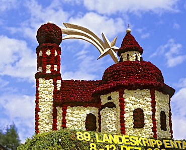 Seekirchl Church made of flowers, flower parade in Seefeld, Tirol, Austria