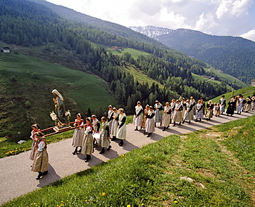 Corpus Christi procession in Durnholz, Valdurna, Sarntal, Sarentino, Province of Bolzano-Bozen, Italy