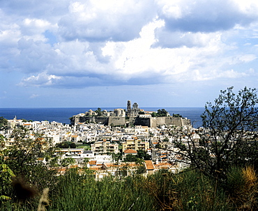 Lipari castle hill, Aeolian Islands, Sicily, Italy