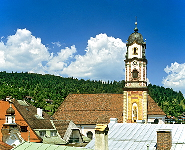 Pfarrkirche, parish church, Mittenwald, St. Peter and Paul, Upper Bavaria, Bavaria, Germany