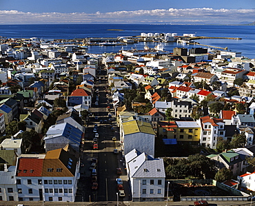 Reykjavik viewed from the tower of Hallgrims Church, Iceland