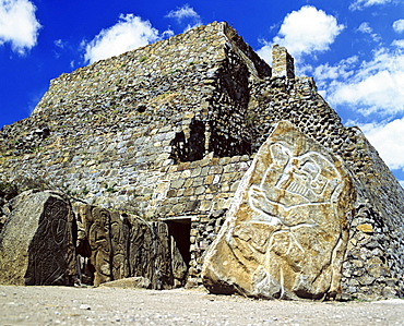 Danzante relief, Monte Alban, UNESCO World Heritage Site, Oaxaca de Juarez, Mexico, Central America