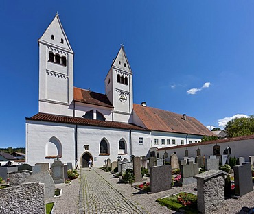 Parish church of St. John the Baptist, old Premonstratensian abbey church, Steingaden, Upper Bavaria, Bavaria, Germany, Europe