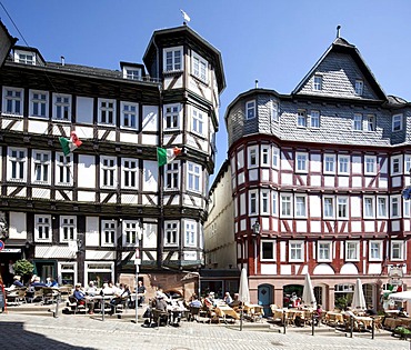 Half-timbered houses in the historic town centre, Marburg, Hesse, Germany, Europe, PublicGround