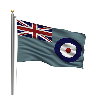 Flag of the UK Royal Air Force waving in the wind