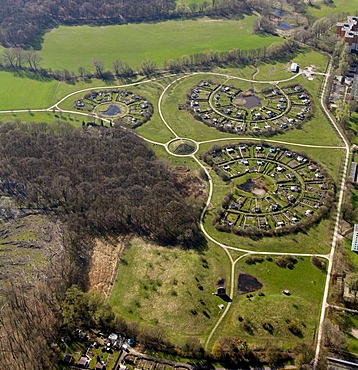 Aerial view, allot settlements, Scharnhorst Grevel district, Werzenkamp street, Dortmund, Ruhr area, North Rhine-Westphalia, Germany, Europe