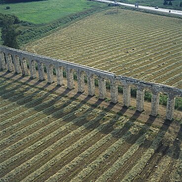 Aerial aqueduct of the ancient city of Acre, Israel