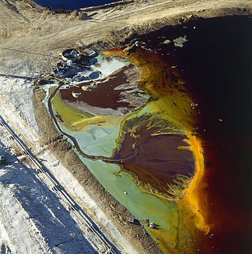 Aerial photograph of chemical wastes at Ramat Hovav national waste disposal site in the northern Negev, Israel