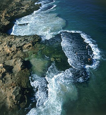 Aerial photograph of Fishermen at work, Israel