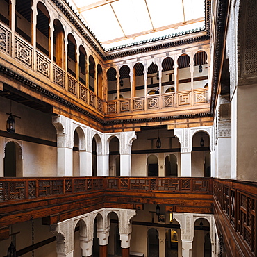 Interior of Nejjarine Fondouk, Medina, UNESCO World Heritage Site, Fes el Bali, Fes, Morocco, North Africa, Africa