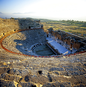 ancient theatre ruins in Pamukkale former Roman city of Hierapolis Anatolien Turkei