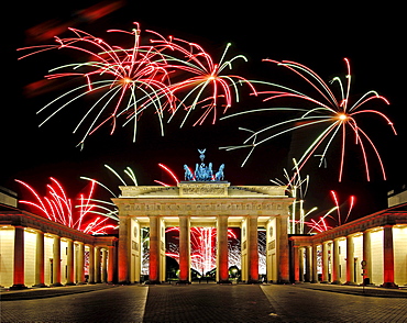 fireworks over Brandenburg Gate night view