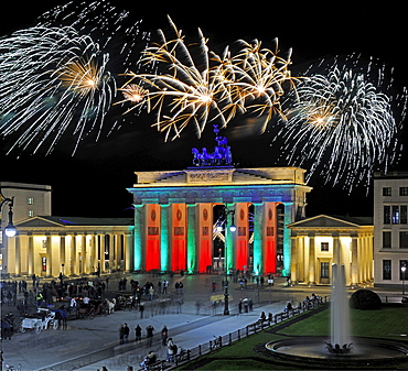 fireworks over Brandenburg Gate night view