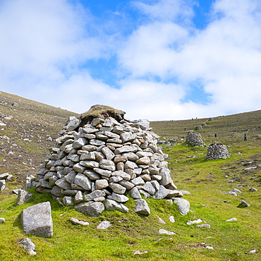 Cleits, Village Bay, Hirta Island, St. Kilda Islands, Outer Hebrides, Scotland, United Kingdom, Europe