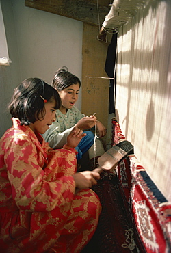 Carpet factory in the 1970s, Quetta, Pakistan, Asia