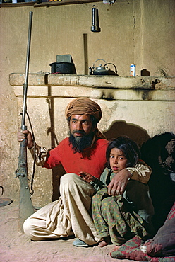 Pathan man and daughter near Ziarat, Pakistan, Asia