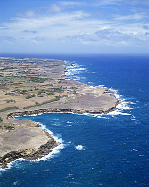 Aerial of coastline, Barbados, West Indies, Caribbean, Central America