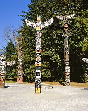 Totems in Stanley Park, Vancouver, British Columbia, Canada