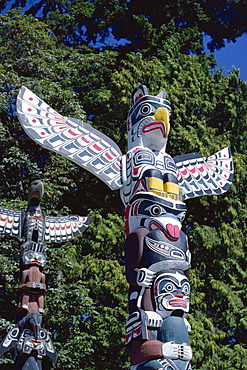 Totems, Stanley Park, Vancouver, British Columbia, Canada, North America