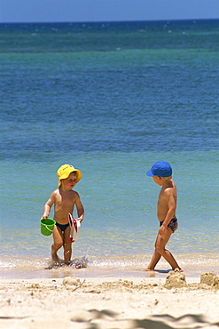 Children on the beach at the Half Moon Club, Montego Bay, Jamaica, West Indies, Caribbean, Central America