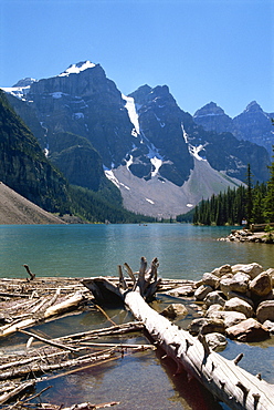 Lake Moraine, Rocky Mountains, Alberta, Canada, North America