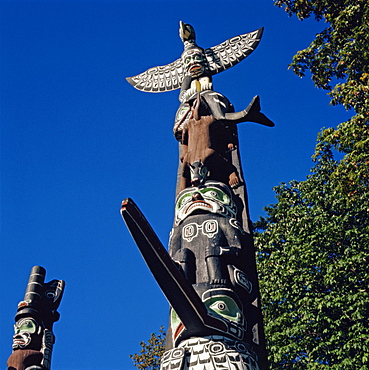 Totems, Stanley Park, Vancouver, British Columbia, Canada, North America