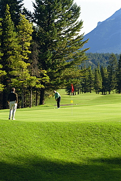 Banff Springs golf course, Rocky Mountains near Banff, Alberta, Canada, North America