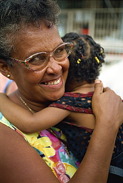 Woman and her grand-daughter, Trinidad, West Indies, Caribbean, Central America