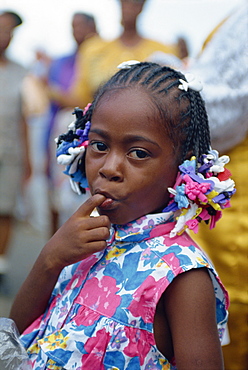 Little girl at Steel Band Festival, Point Fortin, Trinidad, West Indies, Caribbean, Central America