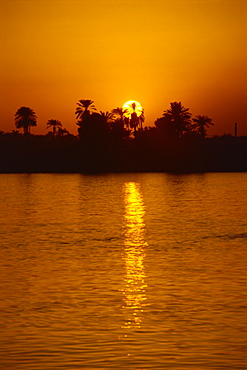 Sunset on the Nile, Luxor, Egypt, North Africa, Africa