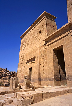 Temple at Philae, moved when the Aswan High Dam was built, near Aswan, Nubia, Egypt, North Africa, Africa